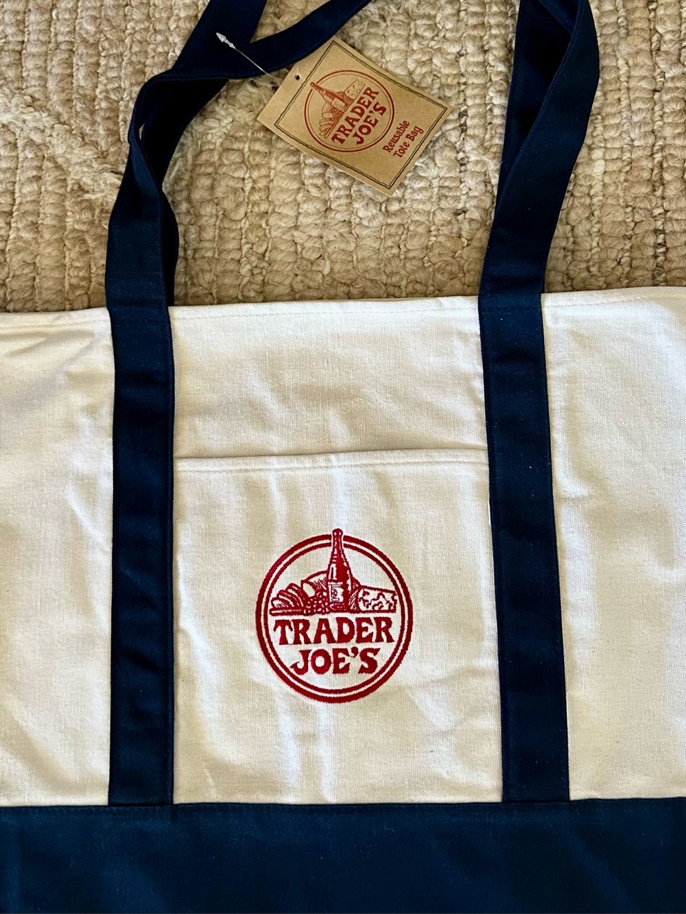 NWT Trader Joe's Large Navy Canvas Tote